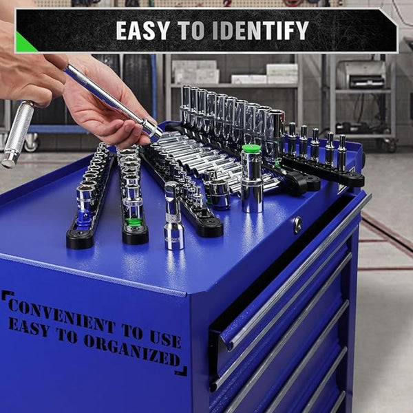 Swanlake 6 Piece Swivel Socket Organiser Set 1/4 Inch X 26 Clips 3/8 1/2 22 Premium Quality Storage Holders Other Tool Storage