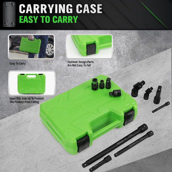 Swanlake 18Pcs Drive Tool Accessory Set Extension Bars Impact Universal Joint Other Hand Tools