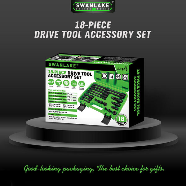 Swanlake 18Pcs Drive Tool Accessory Set Extension Bars Impact Universal Joint Other Hand Tools