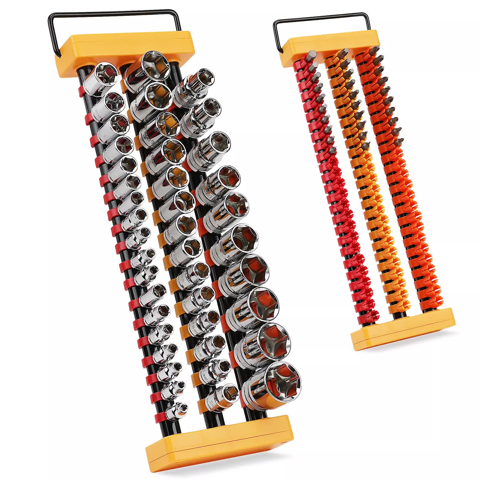 2 Pack Socket Rail & Bit Holder 1/4 3/8 1/2 Drive Portable Abs Organizer Sockets & Socket Sets