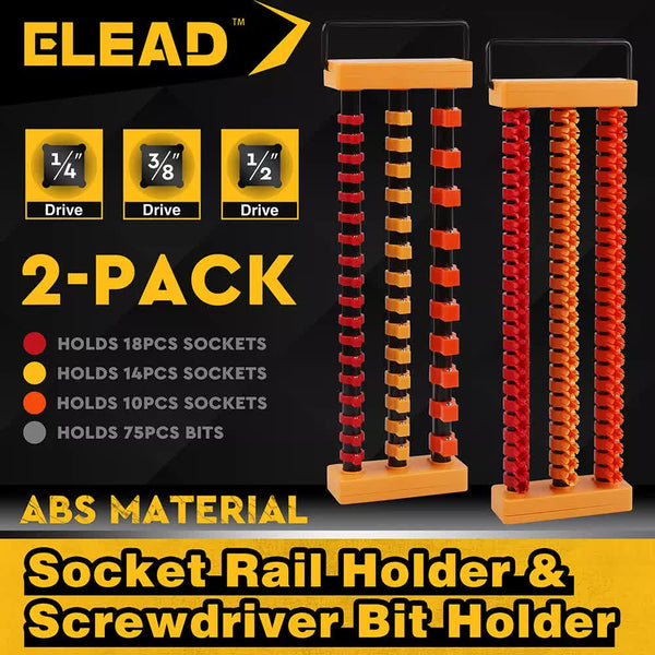 2 Pack Socket Rail & Bit Holder 1/4 3/8 1/2 Drive Portable Abs Organizer Sockets & Socket Sets