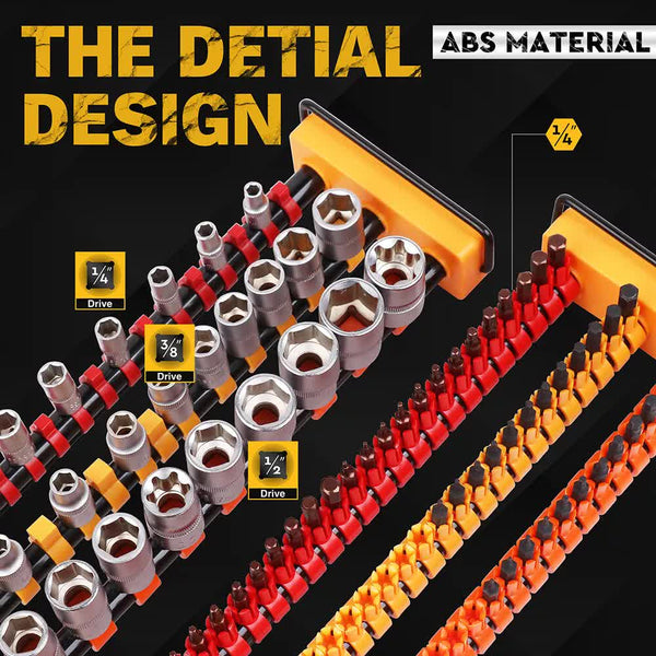 2 Pack Socket Rail & Bit Holder 1/4 3/8 1/2 Drive Portable Abs Organizer Sockets & Socket Sets