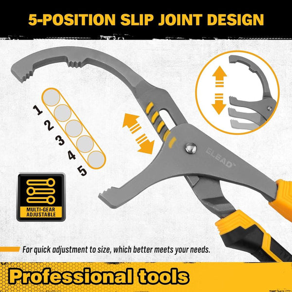 Oil Filter Wrench Set 9" & 12" For Cars Trucks Motorcycles Durable Carbon Steel Ergonomic Grip Easy Access Design Pliers