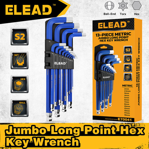 Elead 13Pc Extra Large Hex Key Set Long Allen Wrench Ball End Metric 2 19Mm Other Wrenches & Spanners