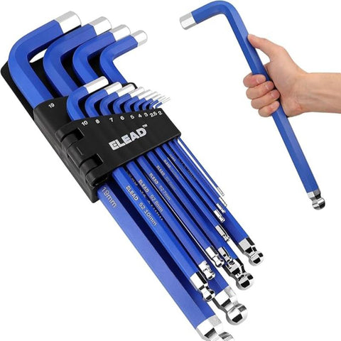 Elead Jumbo Hex Key Allen Wrench Set | 13 Piece Metric 2 19Mm Long Ball End Durable Cr V Automotive Mechanic Furniture Professional Grade Tools Wrench