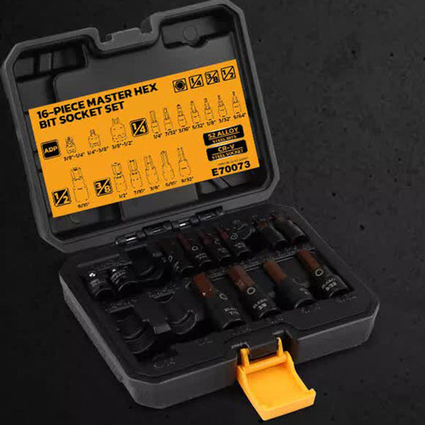 16Pc Sae Hex Bit Impact Socket Set 5/64" 9/16" Allen Adapter Sockets & Socket Sets