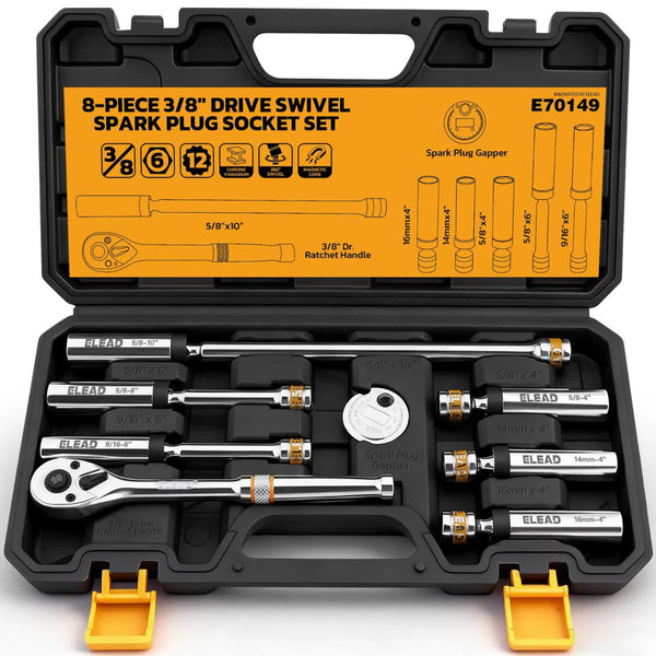8 Piece Magnetic Swivel Spark Plug Socket Set 3/8 Drive Other Automotive Hand Tools