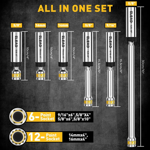8 Piece Magnetic Swivel Spark Plug Socket Set 3/8 Drive Other Automotive Hand Tools