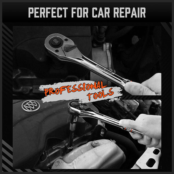 Sedy Mini Ratchet Spanner 1/2 3/8 1/4 Drive 90 Tooth Extension Bar Workshop With Bag Ratchet Wrenches