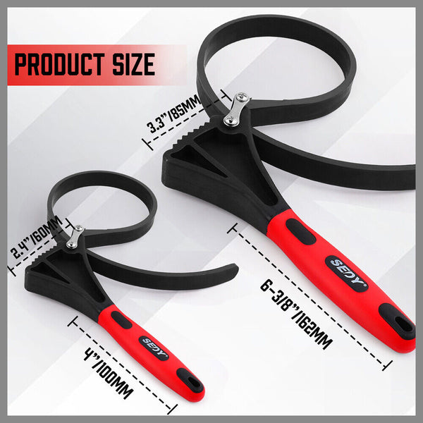 Sedy 2X Rubber Strap Wrench Adjustable Diy Plumber Jars Hose Pipe Oil Filter Opener Strap Wrenches