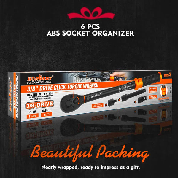 4Pc 3/8" Drive Click Torque Wrench Ratchet Socket Adaptor Extension Workshop Ratchet Wrenches