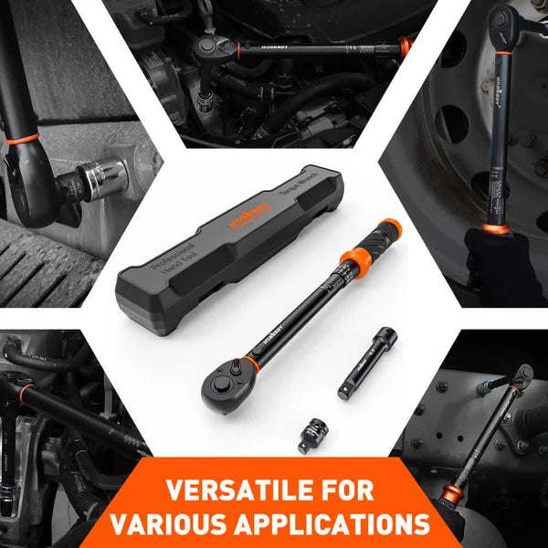 3Pc 1/2" Drive Click Torque Wrench Ratchet Socket Adaptor Extension Workshop Ratchet Wrenches