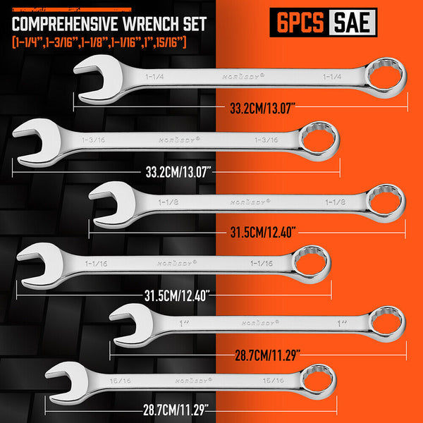 Sedy 6Pc Extra Big Imperial Combination Spanner Ring Open Ended Combo Wrench Work Other Wrenches & Spanners