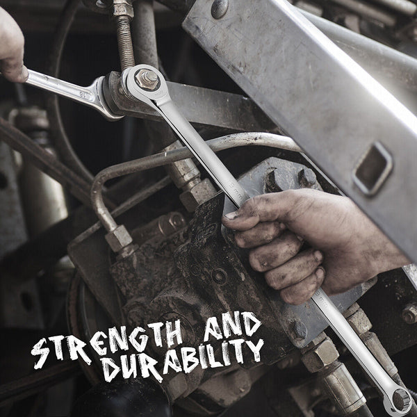 Horusdy 10Pc Extra Long Ratchet Spanner Set Aviation Double End 8 19Mm W/T Pouch Ratchet Wrenches