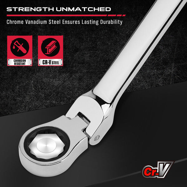 Sedy 6Pcs Extra Long Flex Head Ratchet Spanner Set Double Box End 8 19Mm Ratchet Wrenches