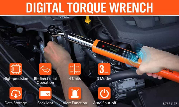 3/8" Drive Digital Torque Wrench Electronic Adjustable Range 44Ftlb Other Wrenches & Spanners