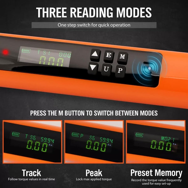 3/8" Drive Digital Torque Wrench Electronic Adjustable Range 44Ftlb Other Wrenches & Spanners