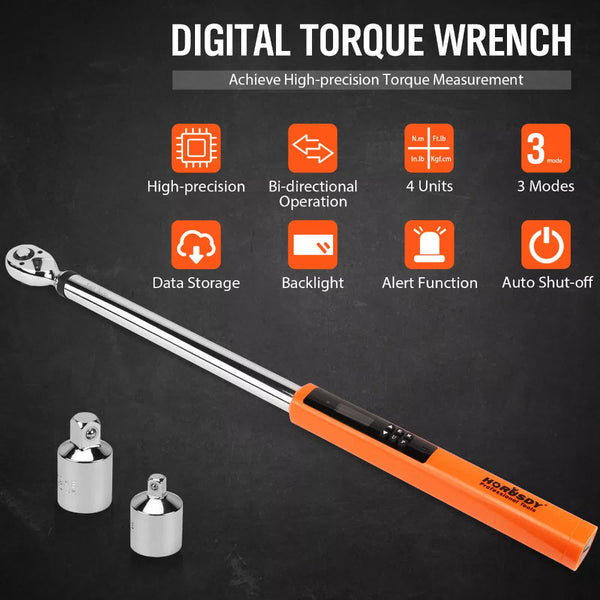 3Pc 1/2" Digital Torque Wrench Set Adjustable 17 340N.M 25 250Ft.Lb Motorcycle Wrench Sets