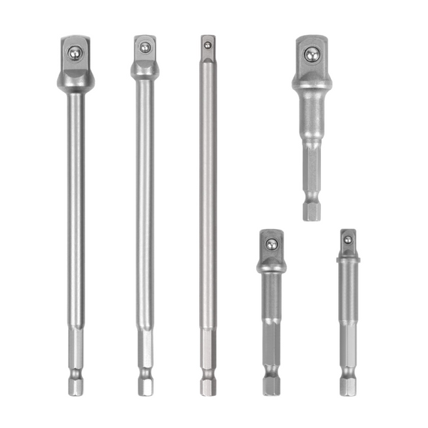 6Pc Drill Socket Adapter Set Long Short Combination Extension Impact Nut Driver Drill Bits