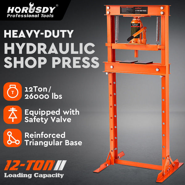 Horusdy 12T Hydraulic Shop Press Bending Frame Benchtop Jack Stand Heavy Duty Jacks & Jack Stands