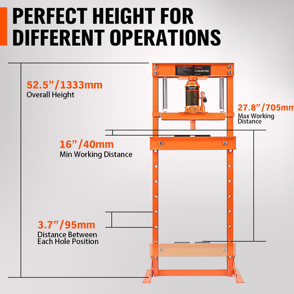 12 Ton Hydraulic Heavy Duty Floor Shop Press H Frame Straightening Metal Garages Other Shop Equipment
