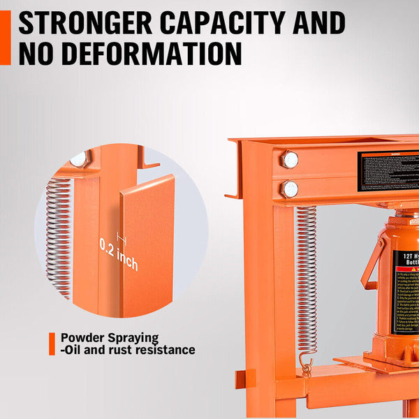 12 Ton Hydraulic Heavy Duty Floor Shop Press H Frame Straightening Metal Garages Other Shop Equipment
