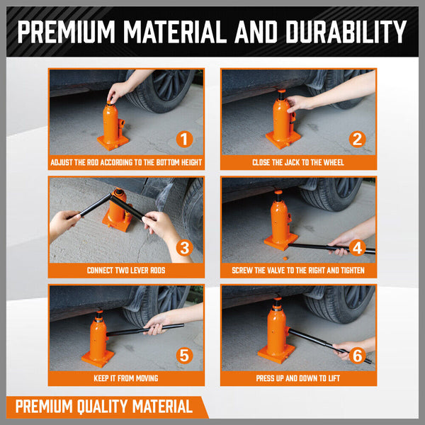 Sedy 4 Ton (8000 Lbs) Hydraulic Bottle Jack Heavy Duty Car Lifter With Safety Valve Jacks & Jack Stands