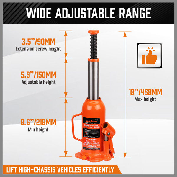 Sedy 8 Ton (16000 Lbs) Hydraulic Bottle Jack Heavy Duty Car Lifter With Safety Valve Jacks & Jack Stands