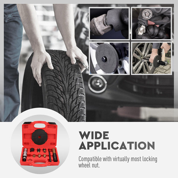 Sedy 10Pc Wheel Lock Removal Tool Kit Locking Nut Key Remover With Box Other Automotive Hand Tools