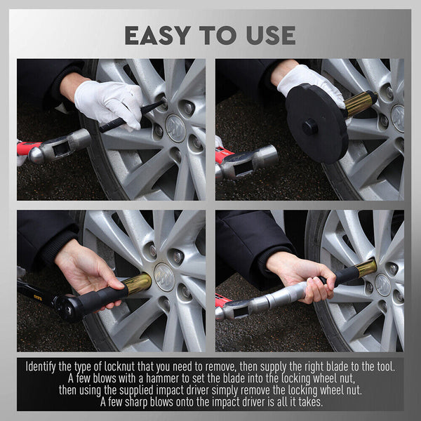 Sedy 10Pc Wheel Lock Removal Tool Kit Locking Nut Key Remover With Box Other Automotive Hand Tools