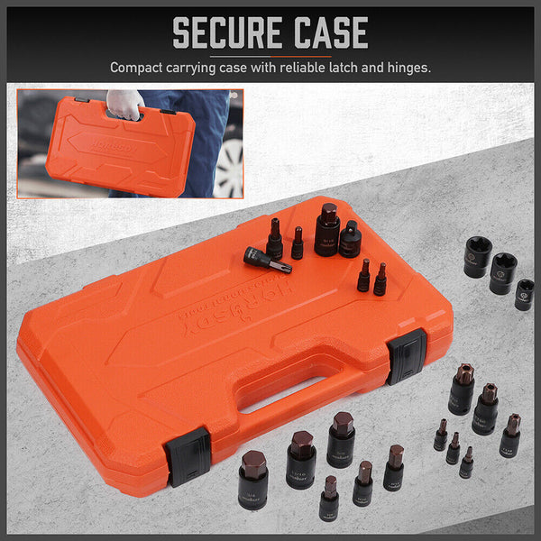 Horusdy 66Pcs Torx Bit Socket Female External Set Impact Adapter Sockets & Socket Sets