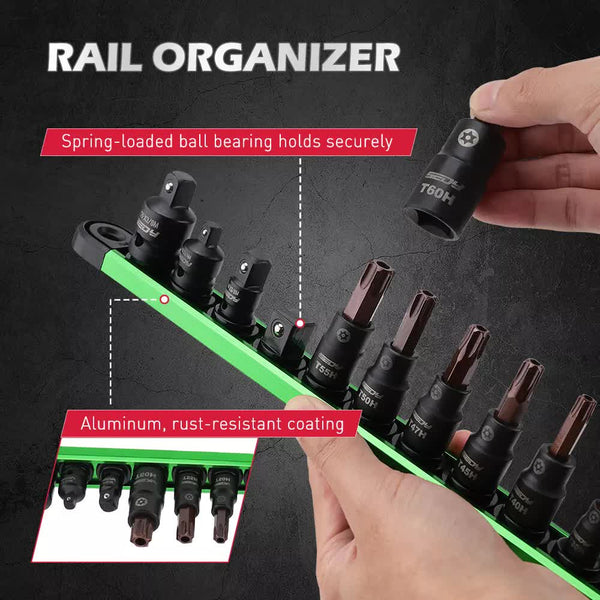 16 Piece Torx Star Bit Socket Set Magnetic Rail Organizer T8 T60 Adapters Sockets & Socket Sets