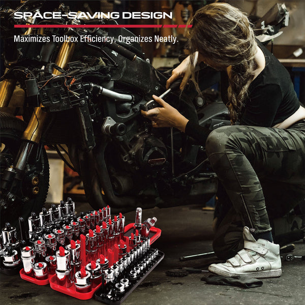 Sedy 8Pcs Magnetic Socket Organizer Tray Metric Sae Sockets Storage Holder Tool Other Tool Storage