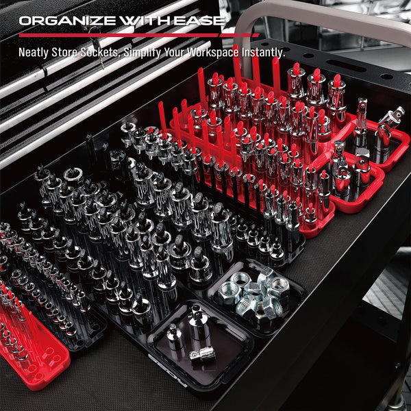 Sedy 8Pcs Magnetic Socket Organizer Tray Metric Sae Sockets Storage Holder Tool Other Tool Storage