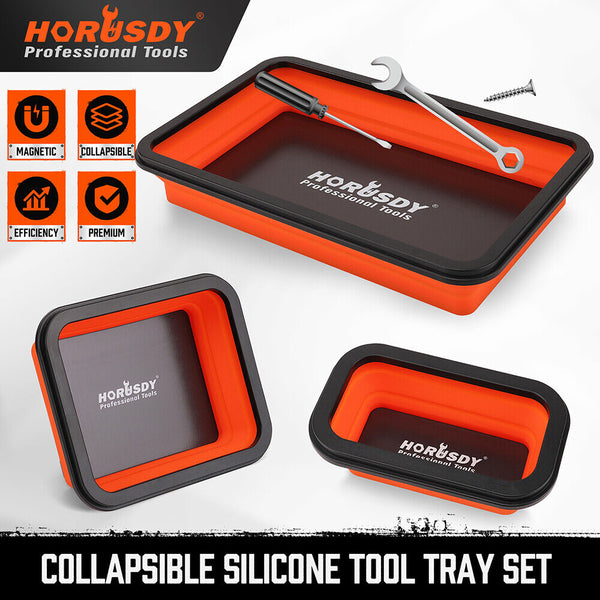 Horusdy 3Pc Orange Magnetic Parts Tray Set Tool Trays Storage Organizer Screw Other Hand Tools