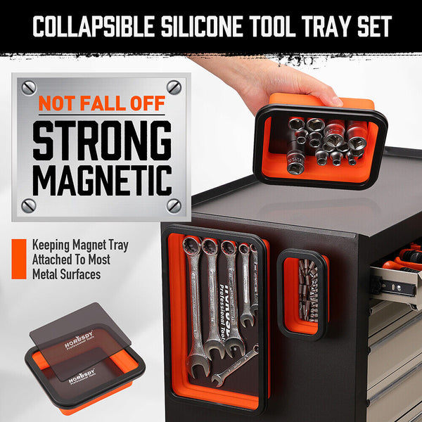 Horusdy 3Pc Orange Magnetic Parts Tray Set Tool Trays Storage Organizer Screw Other Hand Tools