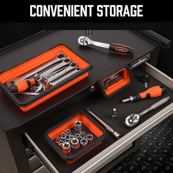 Horusdy 3Pc Orange Magnetic Parts Tray Set Tool Trays Storage Organizer Screw Other Hand Tools