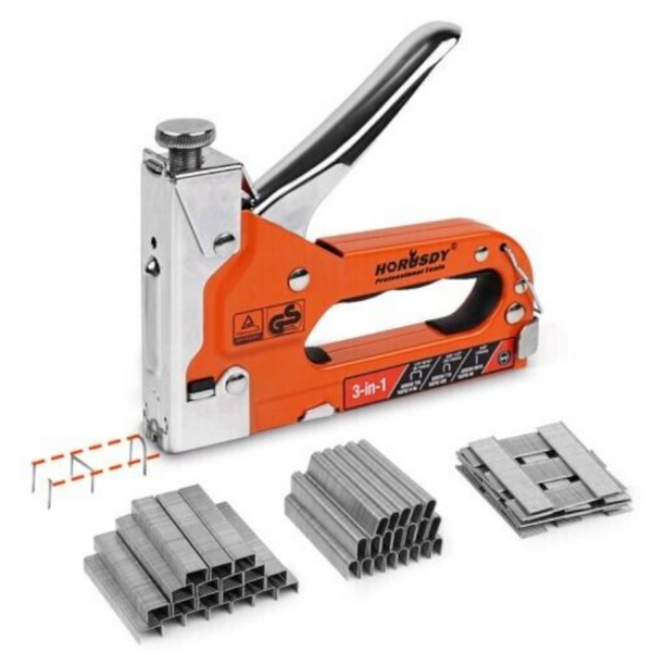 Horusdy 3In1 Staple Gun Heavy Duty Stapler Fastener Tool Tacker Free Staples Staplers