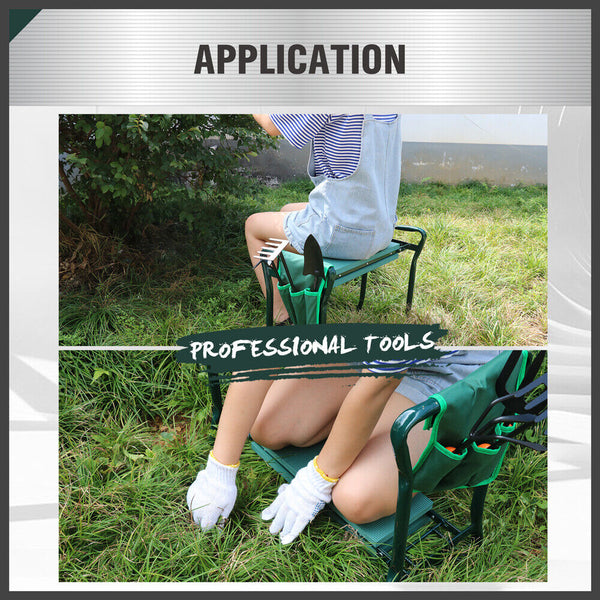 Horusdy Garden Kneeler Bench Foldable Stool Soft Pad Seat With Tool Pouch Garden Kneelers & Seats