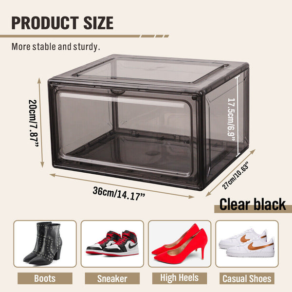 Sedy 10Pcs Premium Acrylic Shoe Box Sneaker Display Storage Case Boxes Magnetic Door Au Shoe Organisers