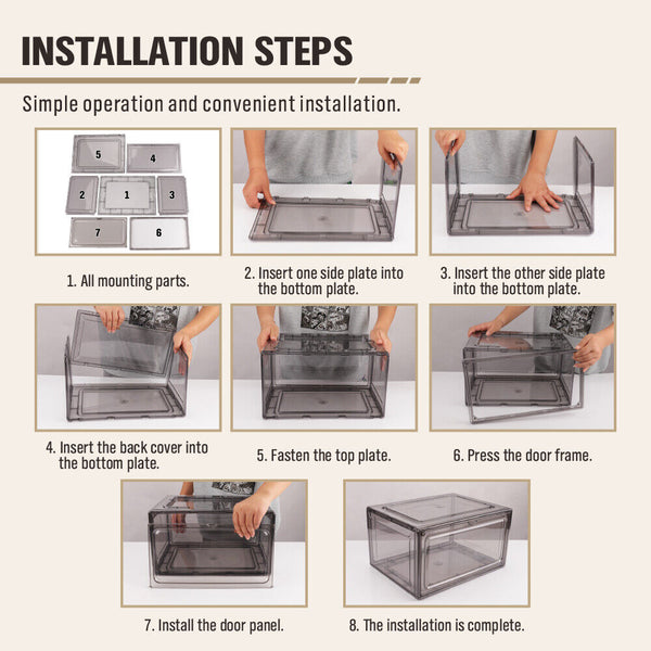 Sedy 10Pcs Premium Acrylic Shoe Box Sneaker Display Storage Case Boxes Magnetic Door Au Shoe Organisers