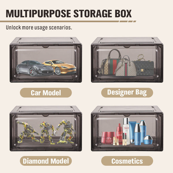 Sedy 20Pcs Premium Acrylic Shoe Box Sneaker Display Storage Case Boxes Magnetic Door Au Shoe Organisers