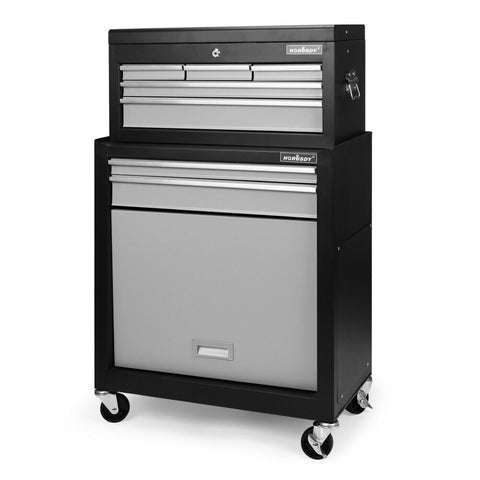 Horusdy 7 Drawer Tool Box Trolley Cabinet Storage Cart Garage Toolbox Organiser Tool Boxes