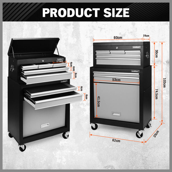 Horusdy 7 Drawer Tool Box Trolley Cabinet Storage Cart Garage Toolbox Organiser Tool Boxes