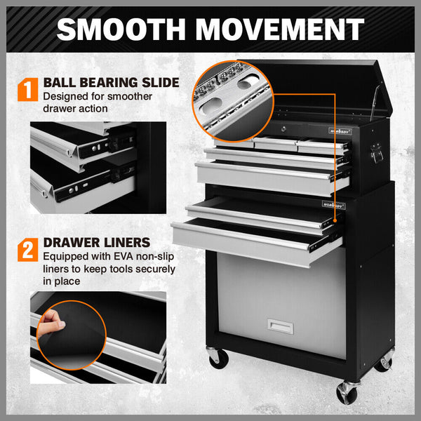 Horusdy 7 Drawer Tool Box Trolley Cabinet Storage Cart Garage Toolbox Organiser Tool Boxes