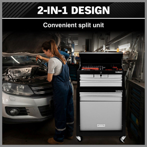 Horusdy 7 Drawer Tool Box Trolley Cabinet Storage Cart Garage Toolbox Organiser Tool Boxes