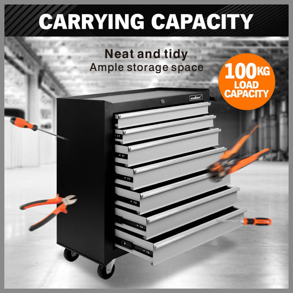 Sedy Grey 17 Drawer Tool Box Trolley Cabinet Storage Cart Garage Toolbox Organiser Tool Boxes