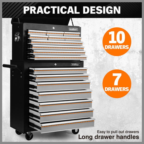 Sedy Grey 17 Drawer Tool Box Trolley Cabinet Storage Cart Garage Toolbox Organiser Tool Boxes
