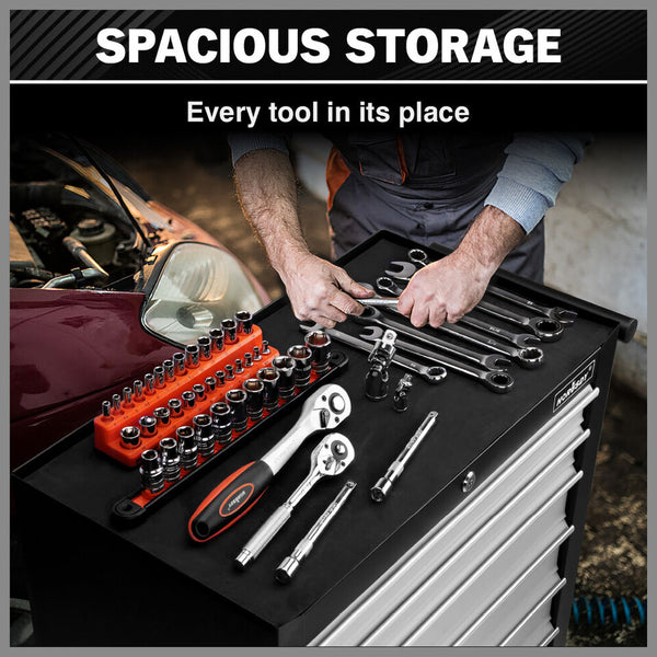 Sedy Grey 17 Drawer Tool Box Trolley Cabinet Storage Cart Garage Toolbox Organiser Tool Boxes