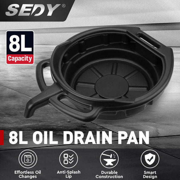 Sedy 8L Oil Change Pan Drain Tray Portable Dish Coolant Recovery Black Other Auto Tools & Supplies